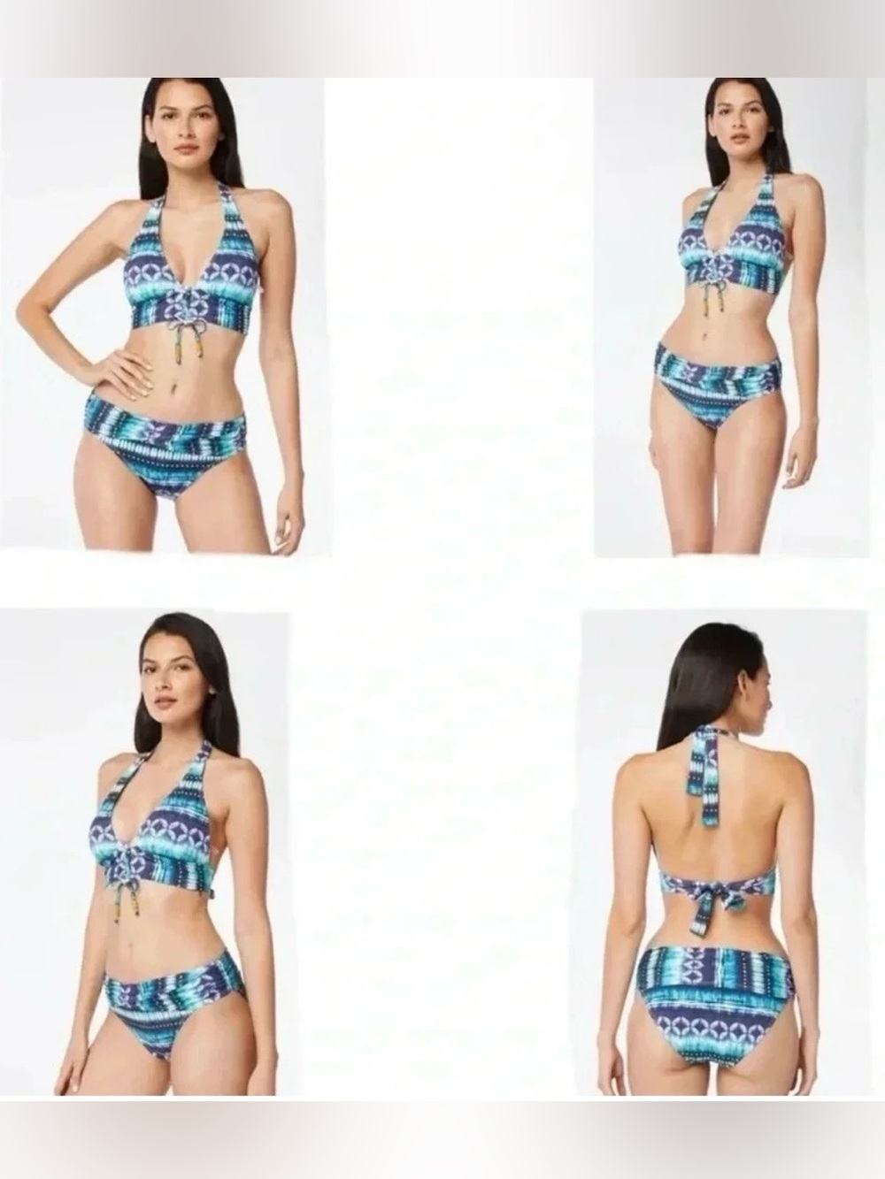 Bleu Rod Beattie Sun, Sea and Sand Lace Up Halter Top and Hipster Bottom Size 8